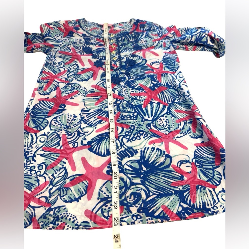 Lilly Pulitzer She Shells Floral Print Embroidered Tunic Dress Size Girls Medium - Picture 5 of 8